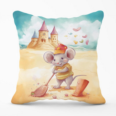 Warren Reed Designer Mouse On A Beach Holiday Outdoor Cushion 45Cm X 45Cm from B&Q