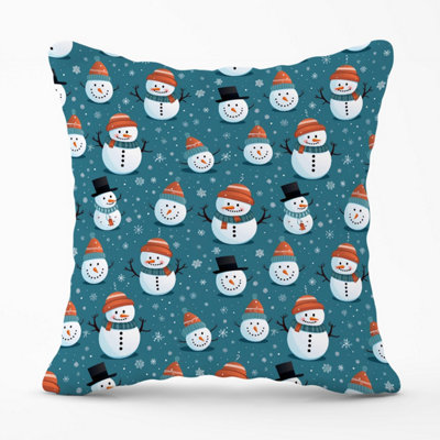 Warren Reed Designer Jolly Christmas Snowmen Outdoor Cushion 45Cm X 45Cm from B&Q