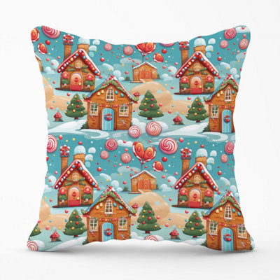 Warren Reed Designer Christmas Gingerbread House Outdoor Cushion 45Cm X 45Cm from B&Q