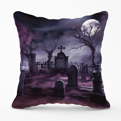 Warren Reed Designer Witchs Moonlit Cemetery Design Outdoor Cushion 45Cm X 45Cm from B&Q