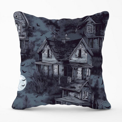 Warren Reed Designer Spooky Shadowy Haunted House Outdoor Cushion 45Cm X 45Cm from B&Q