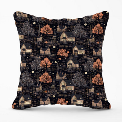 Warren Reed Designer Spooky Haunted Houses Pattern Outdoor Cushion 45Cm X 45Cm from B&Q