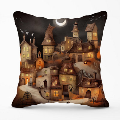 Warren Reed Designer Spooky Halloween Village Outdoor Cushion 45Cm X 45Cm from B&Q