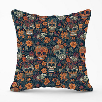Warren Reed Designer Dia De Los Muertos Skulls Outdoor Cushion 45Cm X 45Cm from B&Q