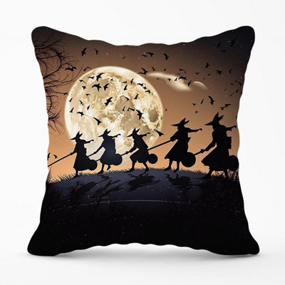 Warren Reed Designer A Group Of Witches Riding Broomsticks Outdoor Cushion 45Cm X 45Cm from B&Q