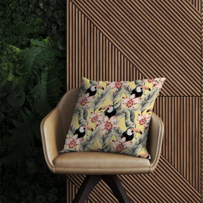 Warren Reed Designer ToucansOrchids And Palm Leaves Outdoor Cushion 60Cm X 60Cm from B&Q