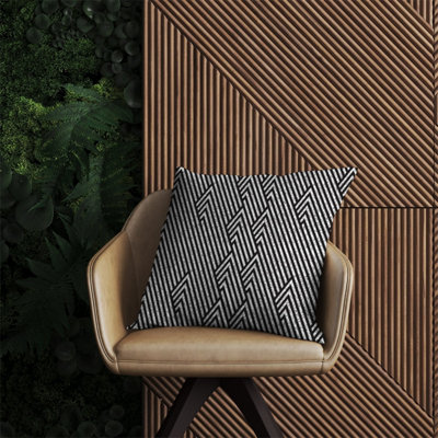 Warren Reed Designer Oblique Black Grunge Pattern Outdoor Cushion 60Cm X 60Cm from B&Q
