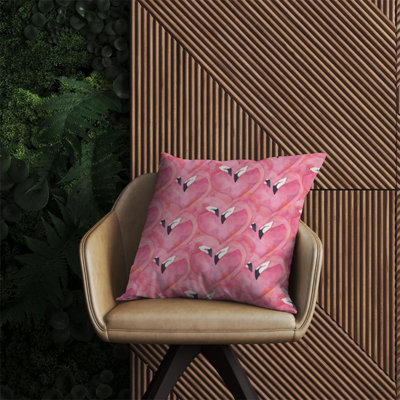 Warren Reed Designer Watercolour Flamingo Hearts Outdoor Cushion 60Cm X 60Cm from B&Q