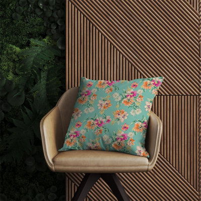 Warren Reed Designer Bright Flower Sketch Outdoor Cushion X 60Cm