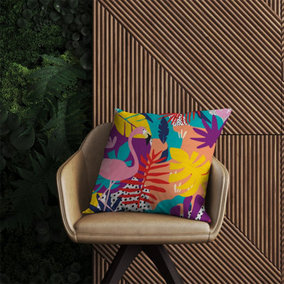 Warren Reed Designer Tropical Flamingoes Outdoor Cushion 60Cm X 60Cm from B&Q