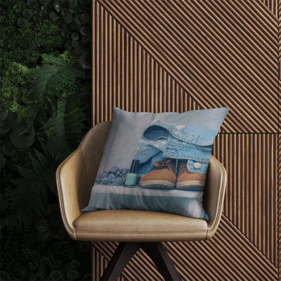 Warren Reed Designer Shoes On The Bench Outdoor Cushion 60Cm X 60Cm from B&Q