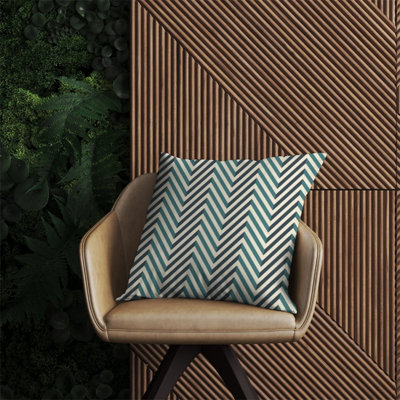 Warren Reed Designer Geometric Herringbone Chevron Blues Outdoor Cushion 60Cm X 60Cm from B&Q