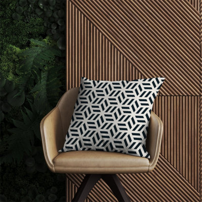 Warren Reed Designer Geometric Monochrome Hexagonal Pattern Outdoor Cushion 60Cm X 60Cm from B&Q