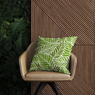 B&Q -  Green Leaf Pattern Outdoor Cushion 60Cm X 60Cm