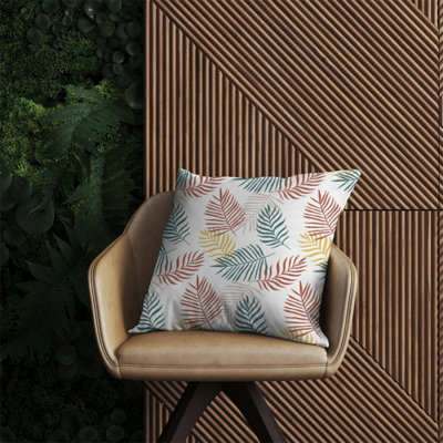 B&Q -  Palm Branches In Natural Colors Outdoor Cushion 60Cm X 60Cm