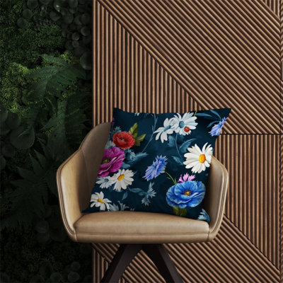 Warren Reed Designer Poppy Flowers With Chamomile Outdoor Cushion 60Cm X 60Cm from B&Q