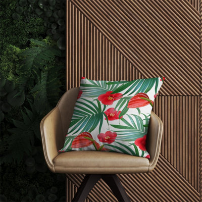 Warren Reed Designer Tropical Flowers And Palm Leaves Hawaiian Outdoor Cushion 60Cm X 60Cm from B&Q