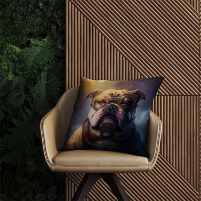 Warren Reed Designer Bulldog Splashart Golden Outdoor Cushion 60Cm X 60Cm from B&Q