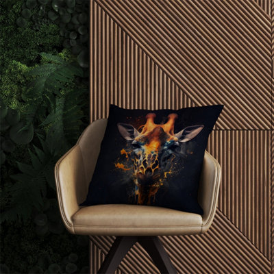 Warren Reed Designer Golden Giraffe Face Splashart Outdoor Cushion 60Cm X 60Cm from B&Q
