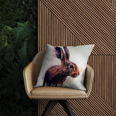 Warren Reed Designer Hare Face Splashart Outdoor Cushion 60Cm X 60Cm from B&Q