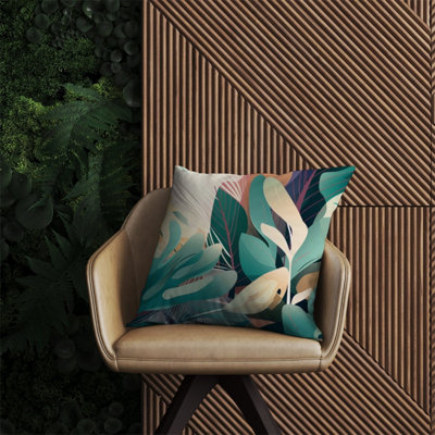 B&Q -  Abstract Tropical Leaves Outdoor Cushion 60Cm X 60Cm