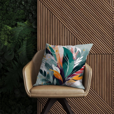 Warren Reed Designer Coloured Abstrace Feather Leaves Outdoor Cushion 60Cm X 60Cm from B&Q