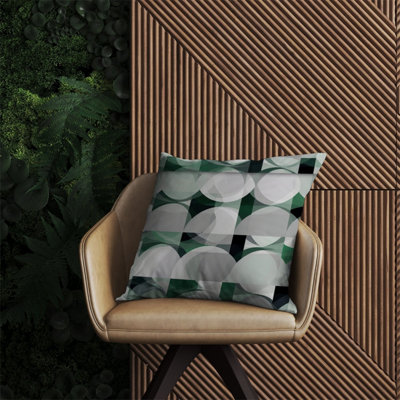 Warren Reed Designer Geometric Grey Green Outdoor Cushion 60Cm X 60Cm from B&Q