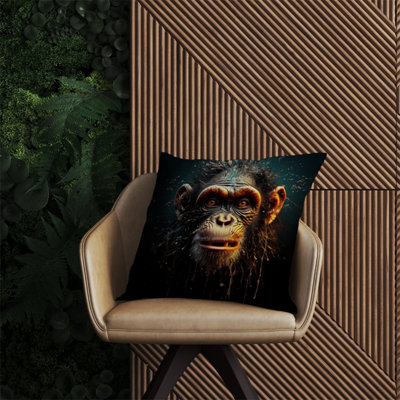 Warren Reed Designer Splashart Monkey Face Outdoor Cushion 60Cm X 60Cm from B&Q