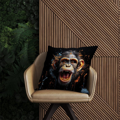 Warren Reed Designer Monkey Face Splashart Outdoor Cushion 60Cm X 60Cm from B&Q
