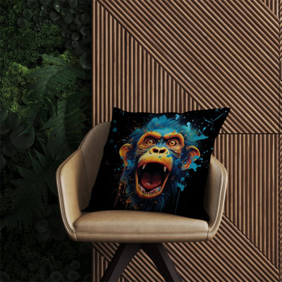 Warren Reed Designer Crazy Monkey Face Splashart Outdoor Cushion 60Cm X 60Cm from B&Q