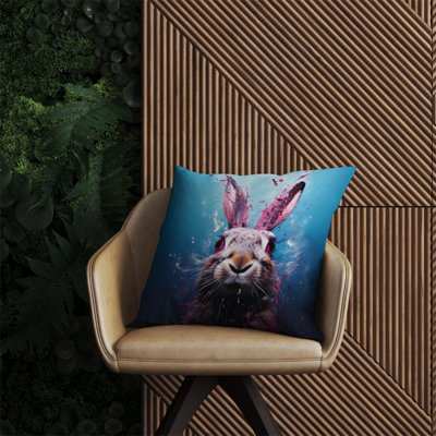 Warren Reed Designer Rabbit Face Splashart Outdoor Cushion 60Cm X 60Cm from B&Q