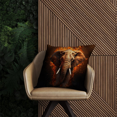 Warren Reed Designer Splashart Elephant And Fire Outdoor Cushion 60Cm X 60Cm from B&Q