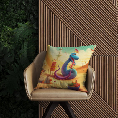 Warren Reed Designer Snake On A Beach Holiday Outdoor Cushion 60Cm X 60Cm from B&Q