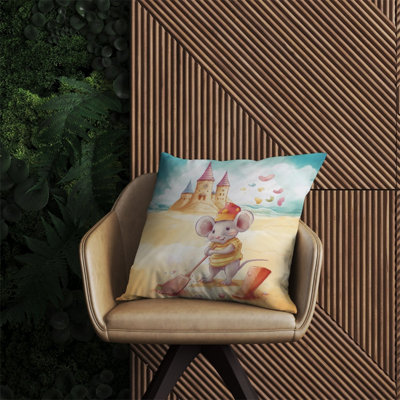 Warren Reed Designer Mouse On A Beach Holiday Outdoor Cushion 60Cm X 60Cm from B&Q