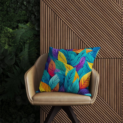 Warren Reed Designer Bright Colourful Leaves Outdoor Cushion 60Cm X 60Cm from B&Q