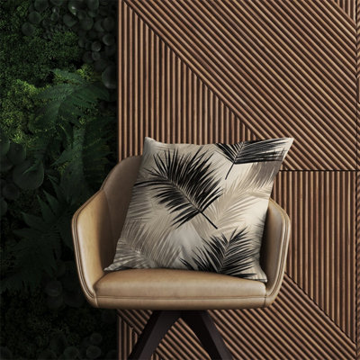 Warren Reed Designer Black And White Tropical Palm Leaves Outdoor Cushion 60Cm X 60Cm from B&Q
