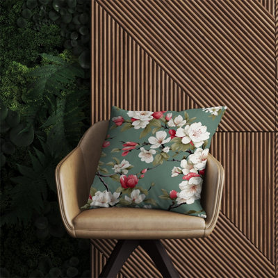 Warren Reed Designer Pink And White Blossom Outdoor Cushion 60Cm X 60Cm from B&Q