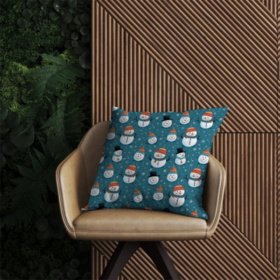 B&Q -  Jolly Christmas Snowmen Outdoor Cushion 60Cm X 60Cm