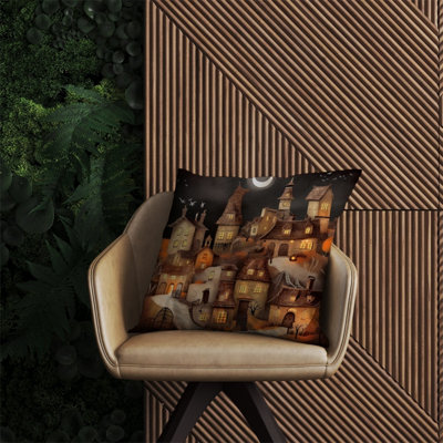 Warren Reed Designer Spooky Halloween Village Outdoor Cushion 60Cm X 60Cm from B&Q