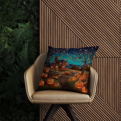 Warren Reed Designer Enchanted Hallowen Pumpkin Patch Outdoor Cushion 60Cm X 60Cm from B&Q