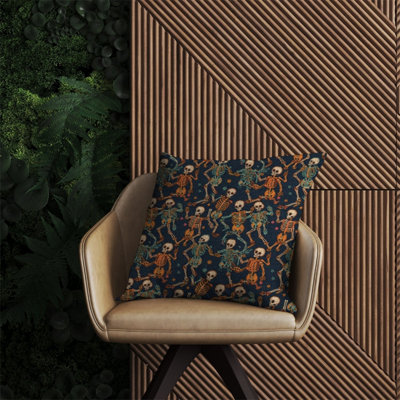 Warren Reed Designer Dancing Skeletons Outdoor Cushion 60Cm X 60Cm from B&Q