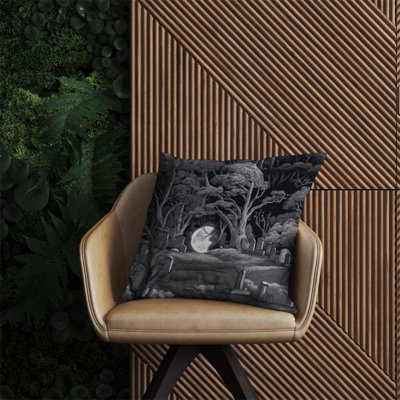 Warren Reed Designer Eerie Moonlit Cemetery Outdoor Cushion 60Cm X 60Cm from B&Q