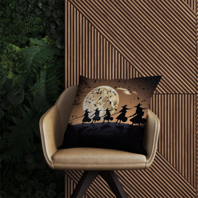Warren Reed Designer A Group Of Witches Riding Broomsticks Outdoor Cushion 60Cm X 60Cm from B&Q