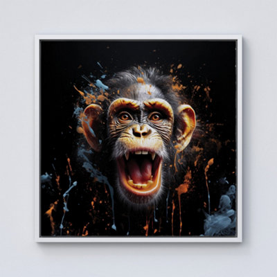 Monkey Face Splashart Framed Canvas from B&Q