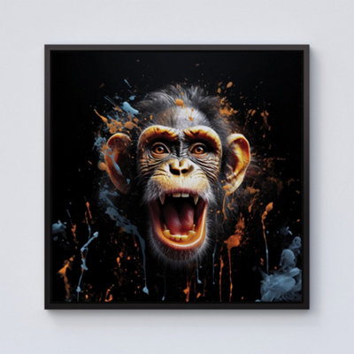 Monkey Face Splashart Framed Canvas from B&Q