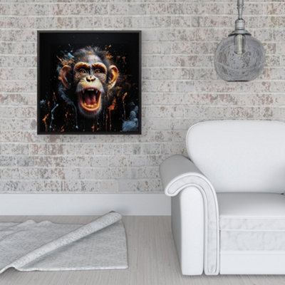 Monkey Face Splashart Framed Canvas from B&Q