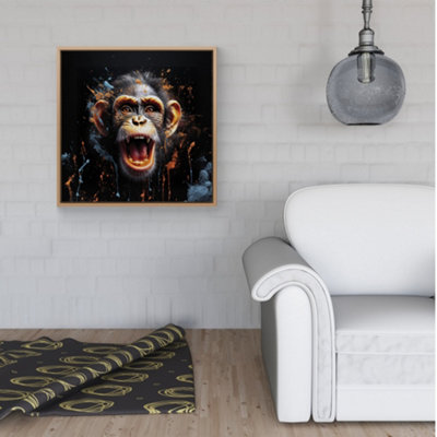 Monkey Face Splashart Framed Canvas from B&Q