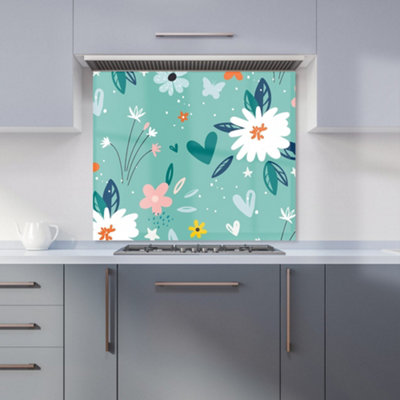 B&Q -  Garden Summer Flowers Premium Glass Kitchen Splashback W700mm X H650mm