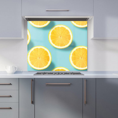 Warren Reed Designer Fresh Lemons Premium Glass Kitchen Splashback W900mm X H750mm from B&Q