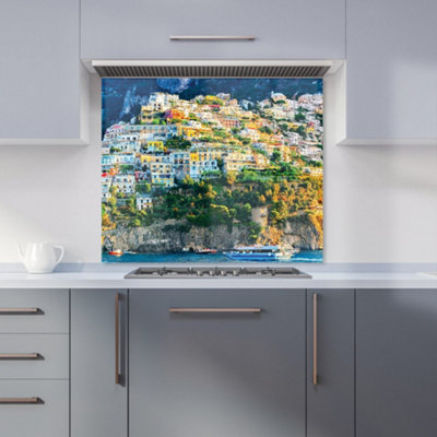 Warren Reed Designer PositanoAmalfi Coast Premium Glass Kitchen Splashback W700mm X H650mm from B&Q